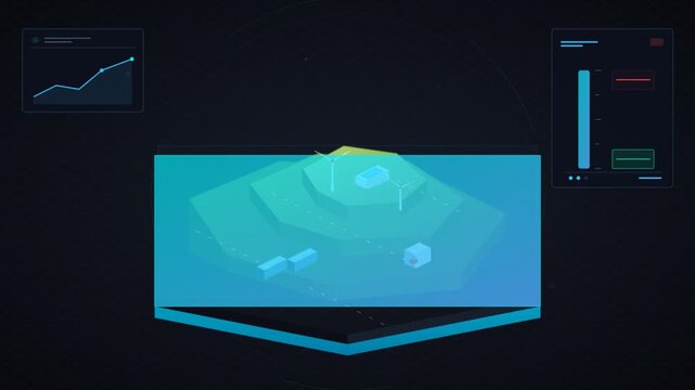 Animated Isometric Renewable Energy Island With Data Analytics Dashboard