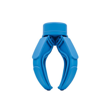 A blue robotic claw on a transparent background for biology and robotics studies