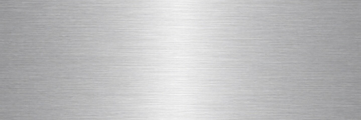 Brushed metal texture with silver finish and horizontal grain, polished stainless steel background...