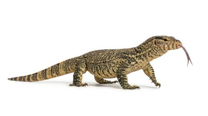 Fototapeta premium Crocodile Walking in Side View Isolated on White Background