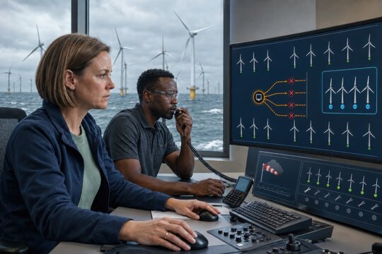 offshore wind farm operators lose telemetry from several turbines during a cyberattack and move affected equipment into safe mode while maintaining renewable power operations