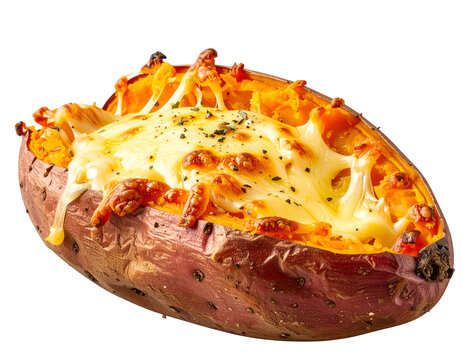 ubi panggang keju. roasted sweet potato with cheese inside. isolated on transparent png