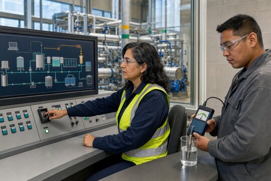 water treatment operators isolate a compromised remote connection and manually test water quality while responding to a cyberattack on municipal control systems