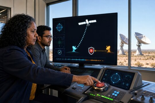 satellite ground station engineers block unauthorized commands during a cyberattack and switch spacecraft communications to a protected control channel to prevent loss of control