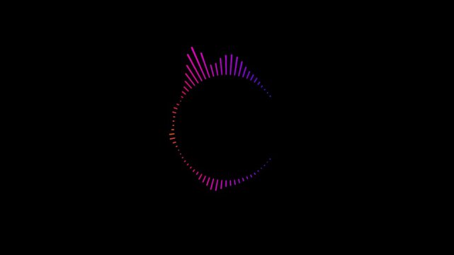 Smooth full circle audio visualizer with rainbow spectrum, circular neon audio spectrum visualizer 4K video background