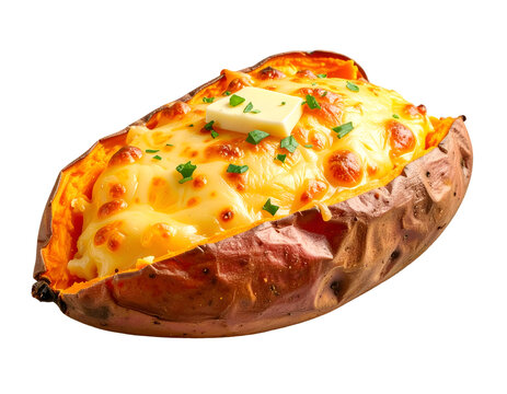 ubi panggang keju. roasted sweet potato with cheese inside. isolated on transparent png