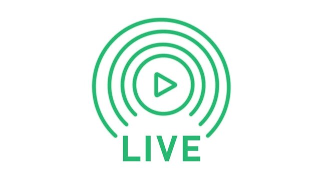 Live streaming video with sound wave animated icon for broadcasting, play podcast, social media, watch live digital technology. 4K video with alpha channel. 4k