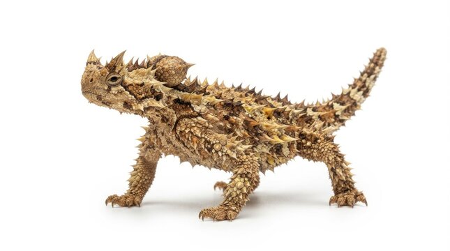 Thorny Devil Lizard Standing Isolated on White Background