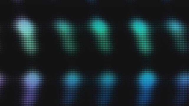 Pulsing gradient light dots create rhythmic digital motion footage with vibrant colors in seamless abstract animation