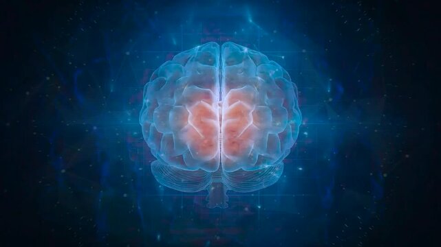 Digital Brain with Data Network and Futuristic Visualization Background