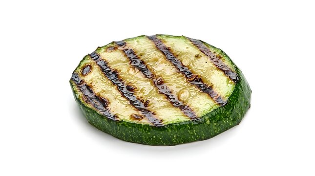 Healthy grilled zucchini slice with grill marks isolated