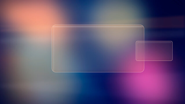 A vibrant blue and magenta gradient blur is punctuated by glowing translucent UI rectangles, creating a futuristic, premium feel for software promos and layouts.