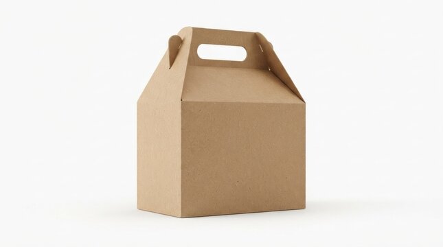 Angled view of brown paper gable gift box