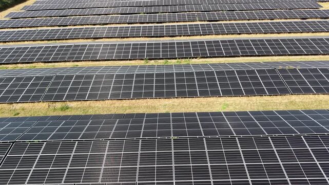 Solar farm. green technology providing a source of safe, locally produced renewable energy