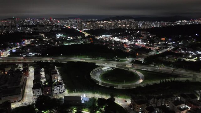 Seoul at Night Under a Cloudy Sky