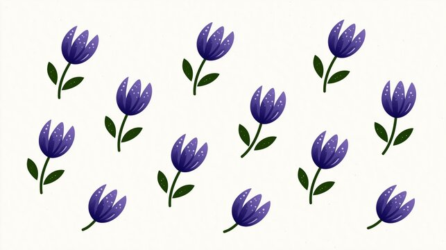 Beautiful purple tulips floral pattern illustration for textile print design background and spring season celebration decorations