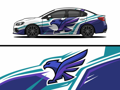 Eagle Mascot Car Decal Wrap Vector Illustration