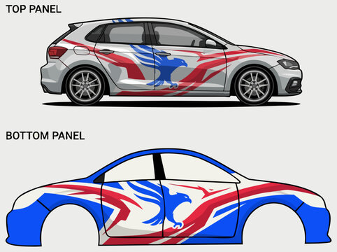 Car wrap decal design with eagle graphic