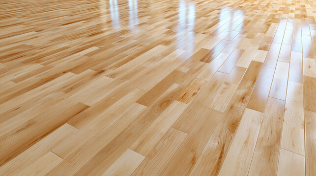 Natural hardwood flooring with smooth polished light wood texture for interior design background.