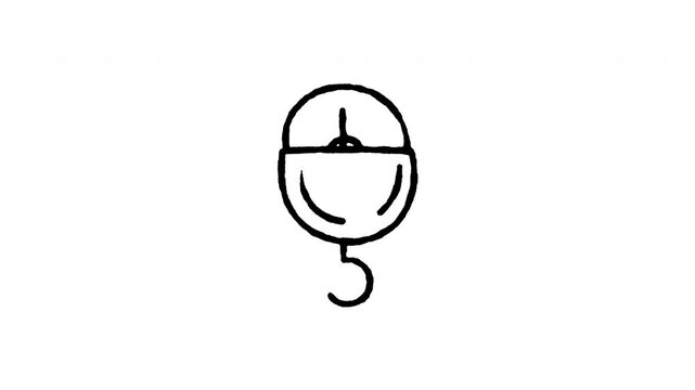 4K hand drawn hanging spring scale pop-up icon featuring boiling line animation. Frame by frame line art on black and green screen backgrounds for tension weighing, heavy measurement.