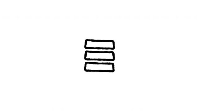 4K hand drawn stacks and quantity pop-up icon featuring boiling line animation. Frame by frame line art on black and green screen backgrounds for volume count, inventory stack, total.