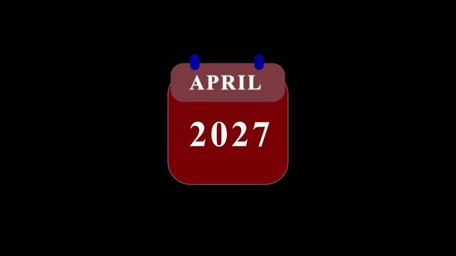 Red calendar icon showing april 2027 with blue pins