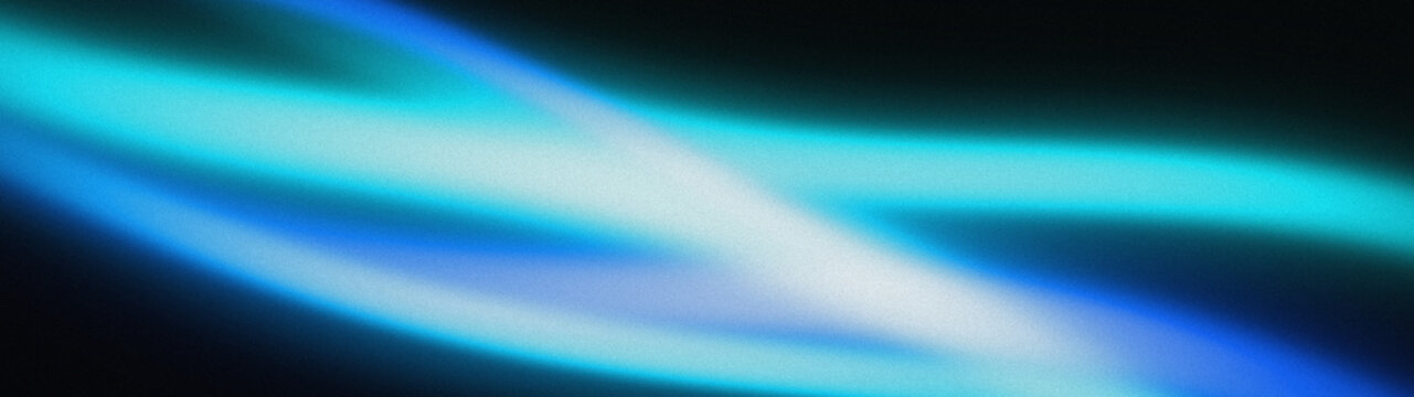 Fundo abstrato escuro com linhas de luz neon azul e ciano. Banner texturizado com ru&iacute;do (noise), ideal para header de site, tecnologia e web design