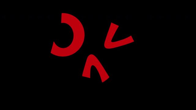 Animated abstract geometric shapes with bold red elements on transparent background. 4K horizontal overlay for motion graphics, modern transitions, graphic design, and creative video editing