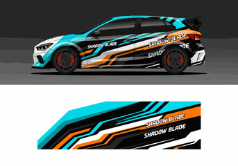 Fototapeta premium Dynamic sports car with vibrant racing decal design