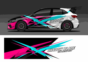 Fototapeta premium Custom car wrap with vibrant geometric design and decal
