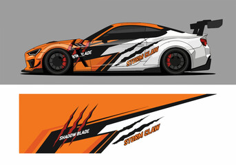 Naklejka premium Futuristic sports car with bold racing decal design