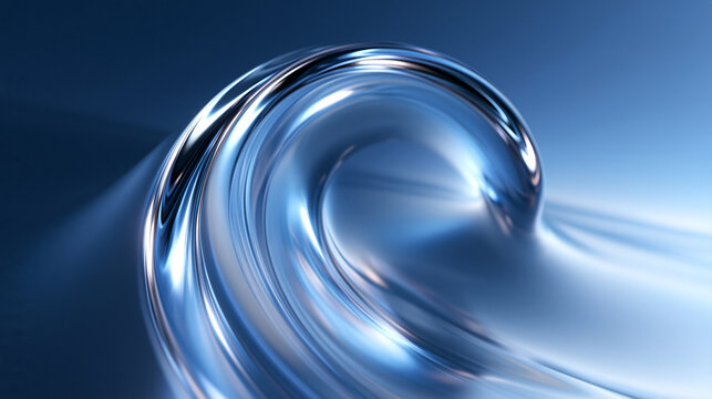 Abstract Glossy Blue Liquid Wave Background