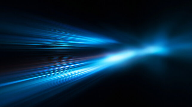 Abstract Blue Light Trails Representing High Speed Technology