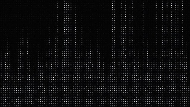 Silver LED audio spectrum analyzer bars dot matrix seamless loop background 4K