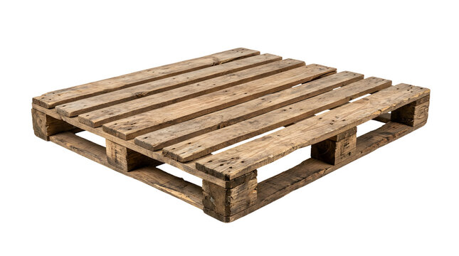 Wooden shipping pallet isolated on transparent background