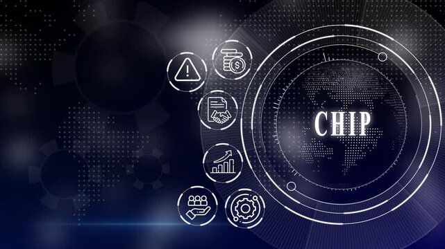 Modern digital icons with futuristic globe design on tech background