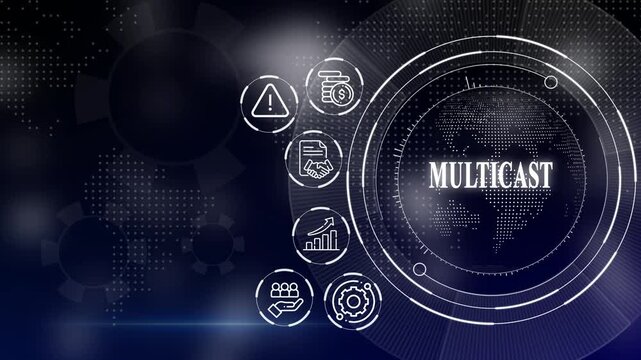 Modern digital interface with global connection icons and data symbols