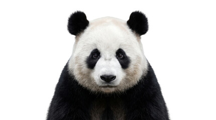 Head and shoulders portrait of giant panda looking forward isolated on transparent background png file. © Isolated_png