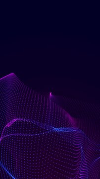 abstract blue and pink wave grid line dots flow side frame animation, futuristic ai technology and science stream vertical social media motion background