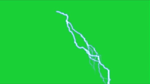 Footage of a thundercloud strike. Electric movement, with green screen background. Lightning flashes are suitable for transitions, intros, slides, highlights, content, cinematics, etc.