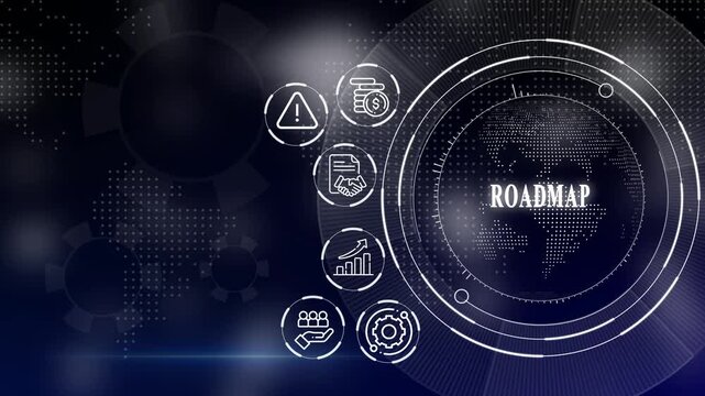 Modern digital icons with futuristic globe design on tech background
