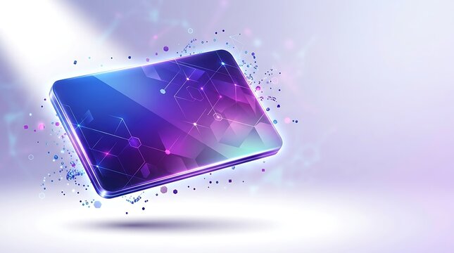 Futuristic Cryptocurrency Payment Card Floating Mockup with Glowing Tech Geometry