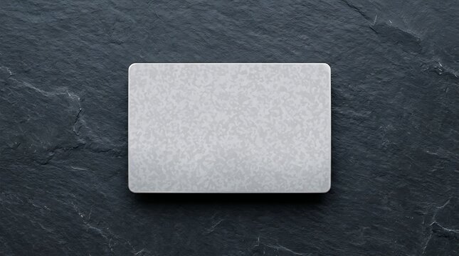 Top View Blank Silver Metallic Card Mockup on Dark Slate Background