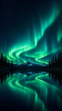 Aurora Reflected on Alpine Lake Smartphone Wallpaper
