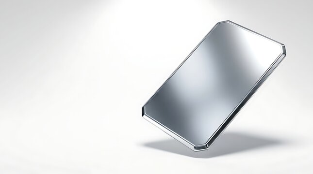 Blank Shiny Chrome Metallic Card Mockup with Beveled Edge