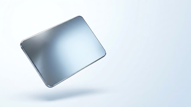 Blank Chrome Metallic Payment Card Floating Mockup Light Background