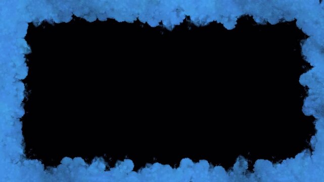 Watercolor blue frame with stains of paint on alpha channel. Ideal for text, layouts, banners and advertising. Loop animation