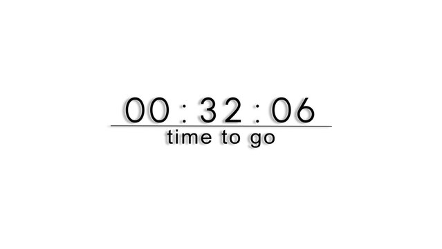 Digital countdown timer showing thirty two minutes and zero six seconds for event start.