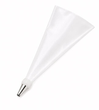 White disposable piping bag with metal tip