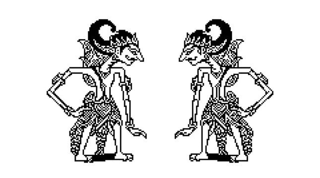 Traditional Shadow Puppets Facing Each Other